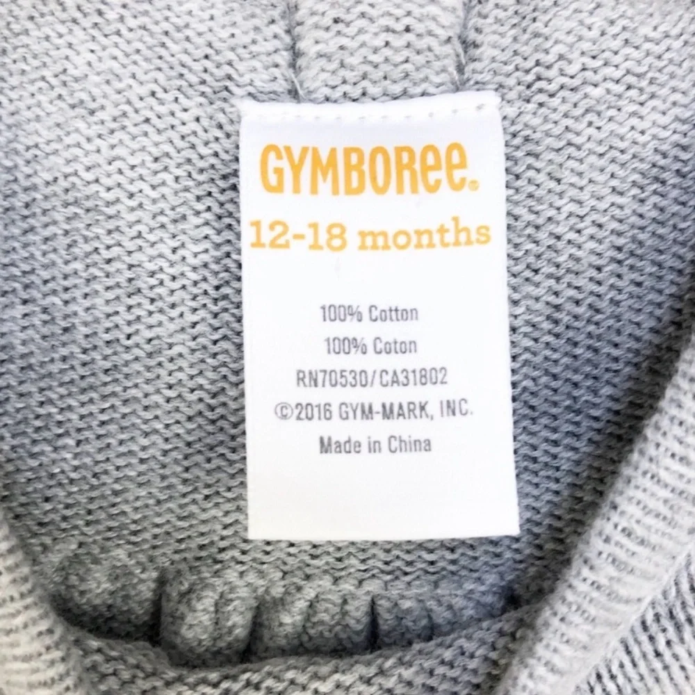 Gymboree Butterfly Sweater Dress Gray Pink Size 12-18 Months